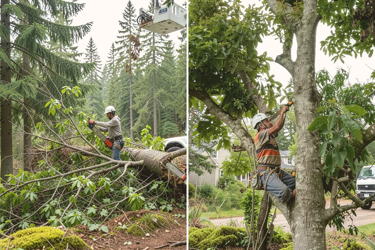 Roof clearance pruning in Index, Snohomish County, WA - Assess canopy condition and pruning objectives