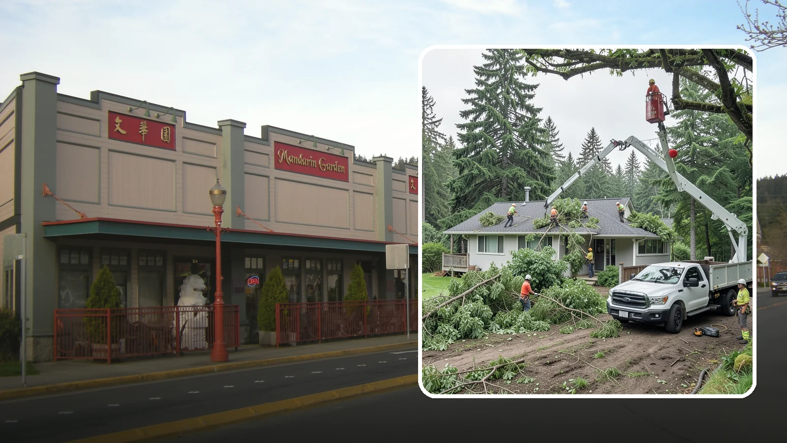 Roof clearance pruning in Issaquah, King County, WA - The pruning of branches away from rooflines.