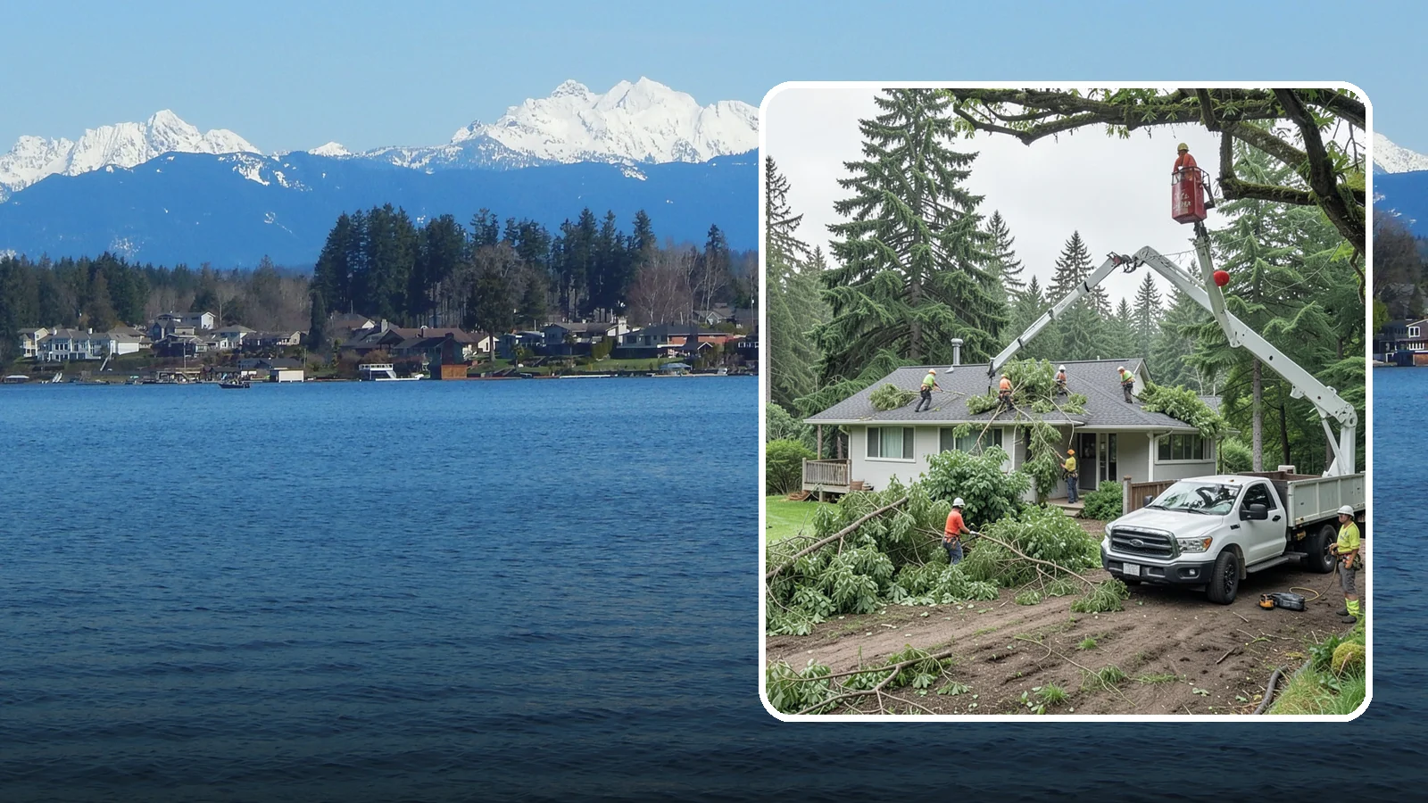 Roof clearance pruning in Lake Stevens, Snohomish County, WA - The pruning of branches away from rooflines.