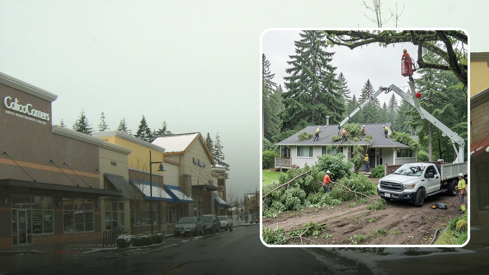 Roof clearance pruning in Mill Creek, Snohomish County, WA - The pruning of branches away from rooflines.