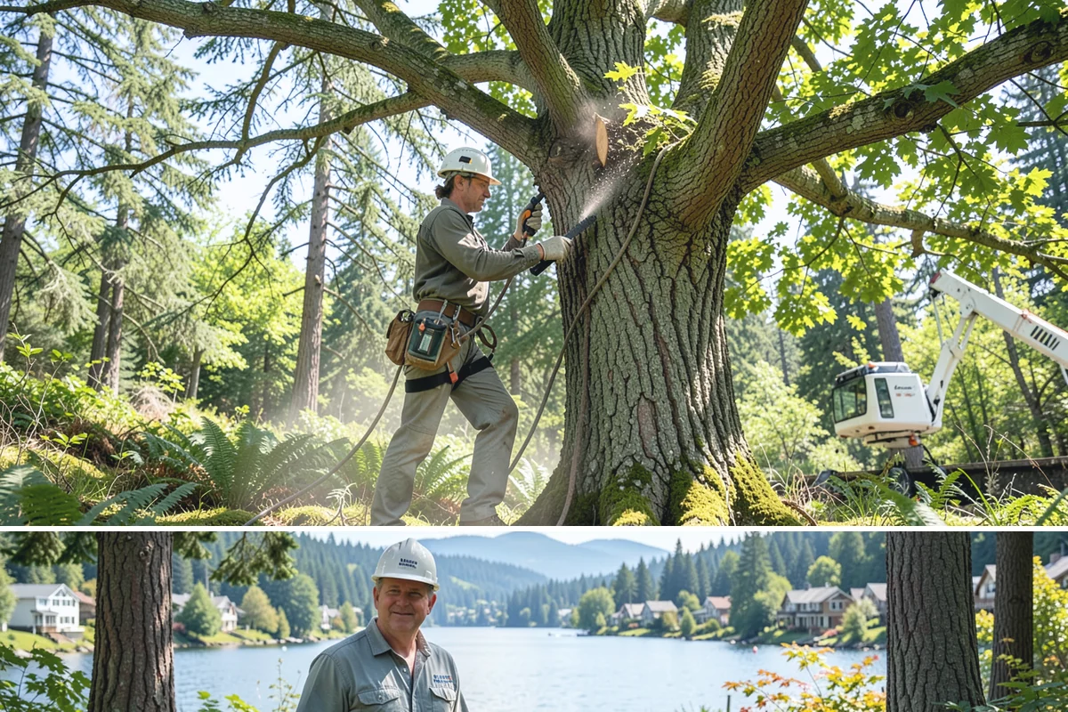 Roof clearance pruning in Milton, King County, WA - Work should be scheduled during dormant seasons to minimize stress from over-pruning while adhering to specific timing...