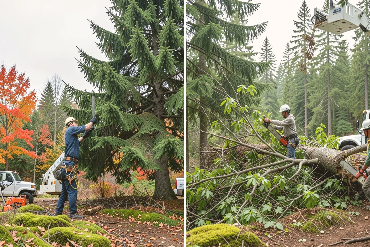 Roof clearance pruning in Mount Vernon, Skagit County, WA - Assess canopy condition and pruning objectives