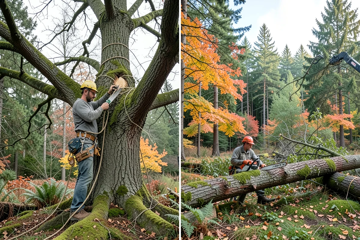 Roof clearance pruning in Normandy Park, King County, WA - Assess canopy condition and pruning objectives