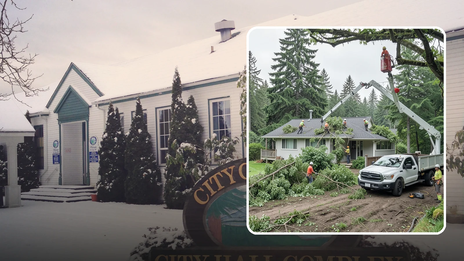 Roof clearance pruning in Pacific, King County, WA - The pruning of branches away from rooflines.