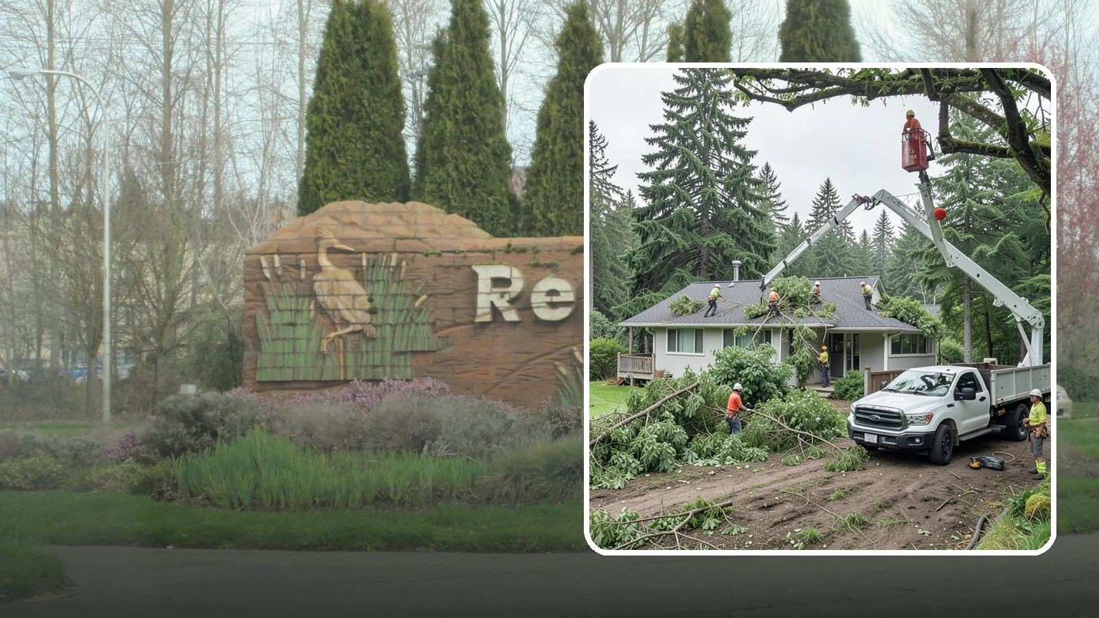 Roof clearance pruning in Renton, King County, WA - The pruning of branches away from rooflines.