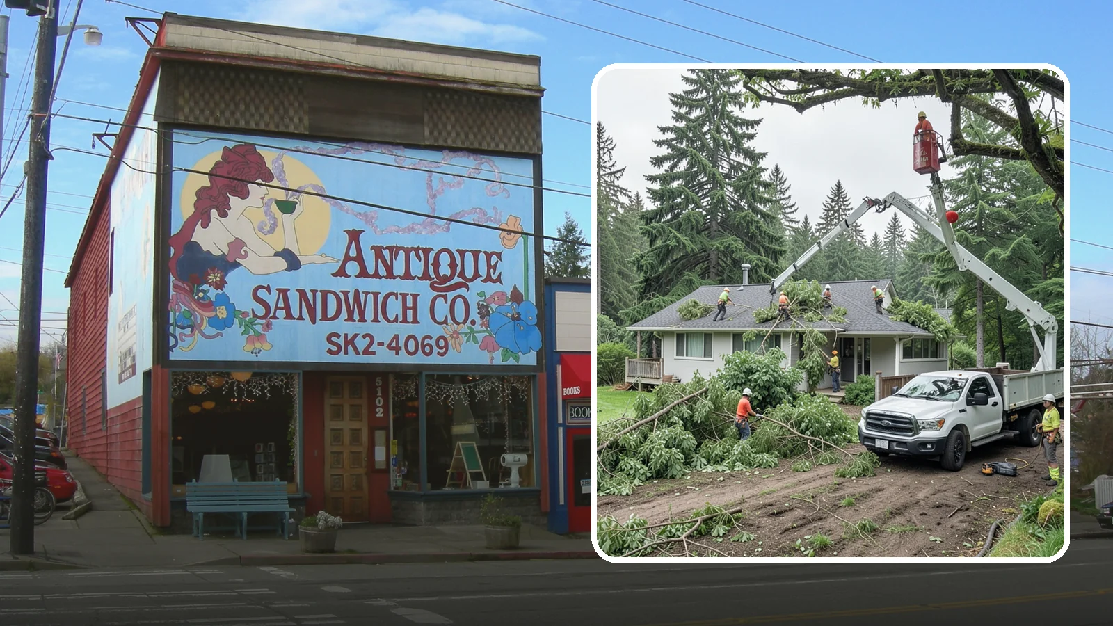Roof clearance pruning in Ruston, Pierce County, WA - The pruning of branches away from rooflines.