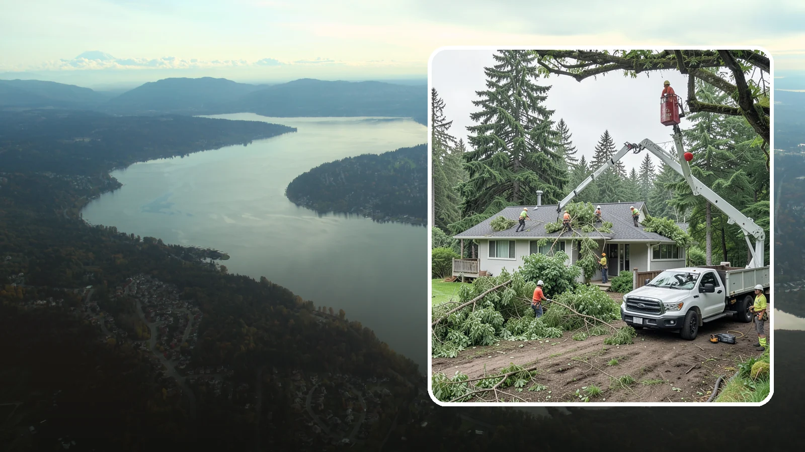 Roof clearance pruning in Sammamish, King County, WA - The pruning of branches away from rooflines.