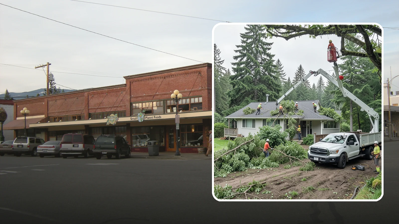 Roof clearance pruning in Sedro-Woolley, Skagit County, WA - The pruning of branches away from rooflines.