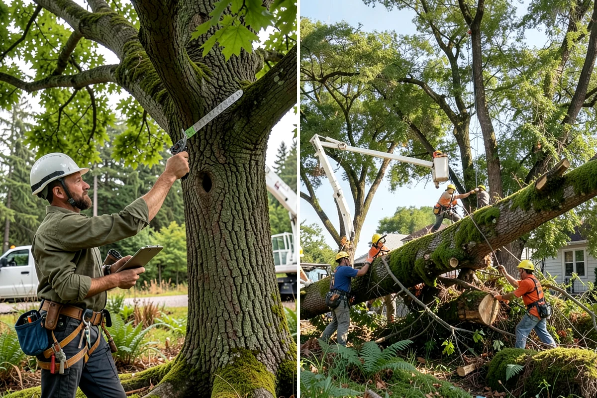 Roof clearance pruning in Shoreline, King County, WA - Assess canopy condition and pruning objectives