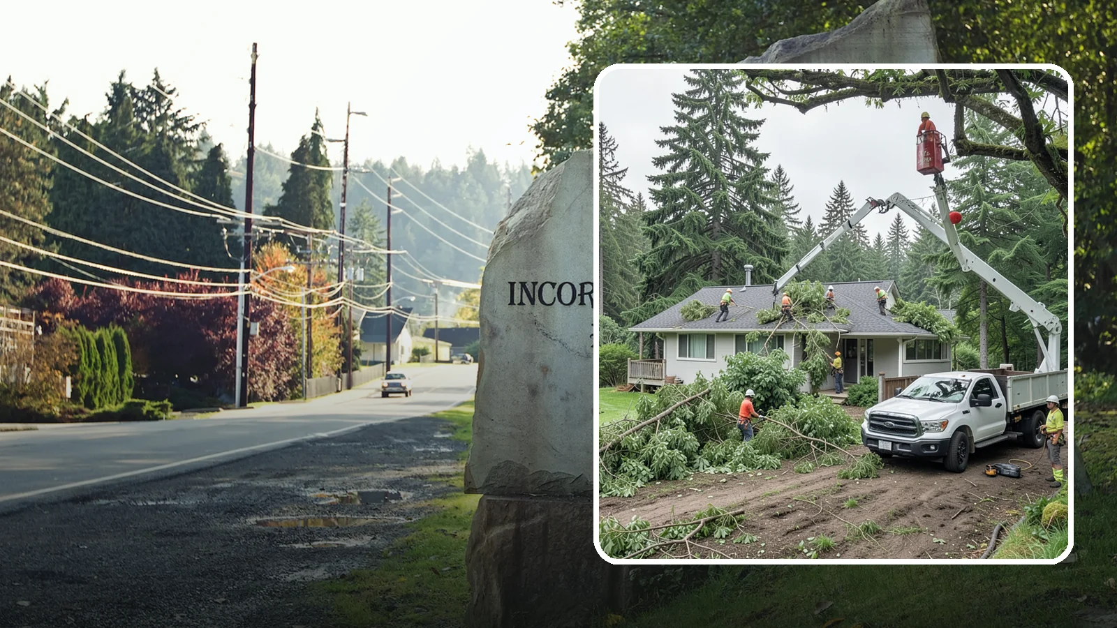 Roof clearance pruning in Wilkeson, Pierce County, WA - The pruning of branches away from rooflines.