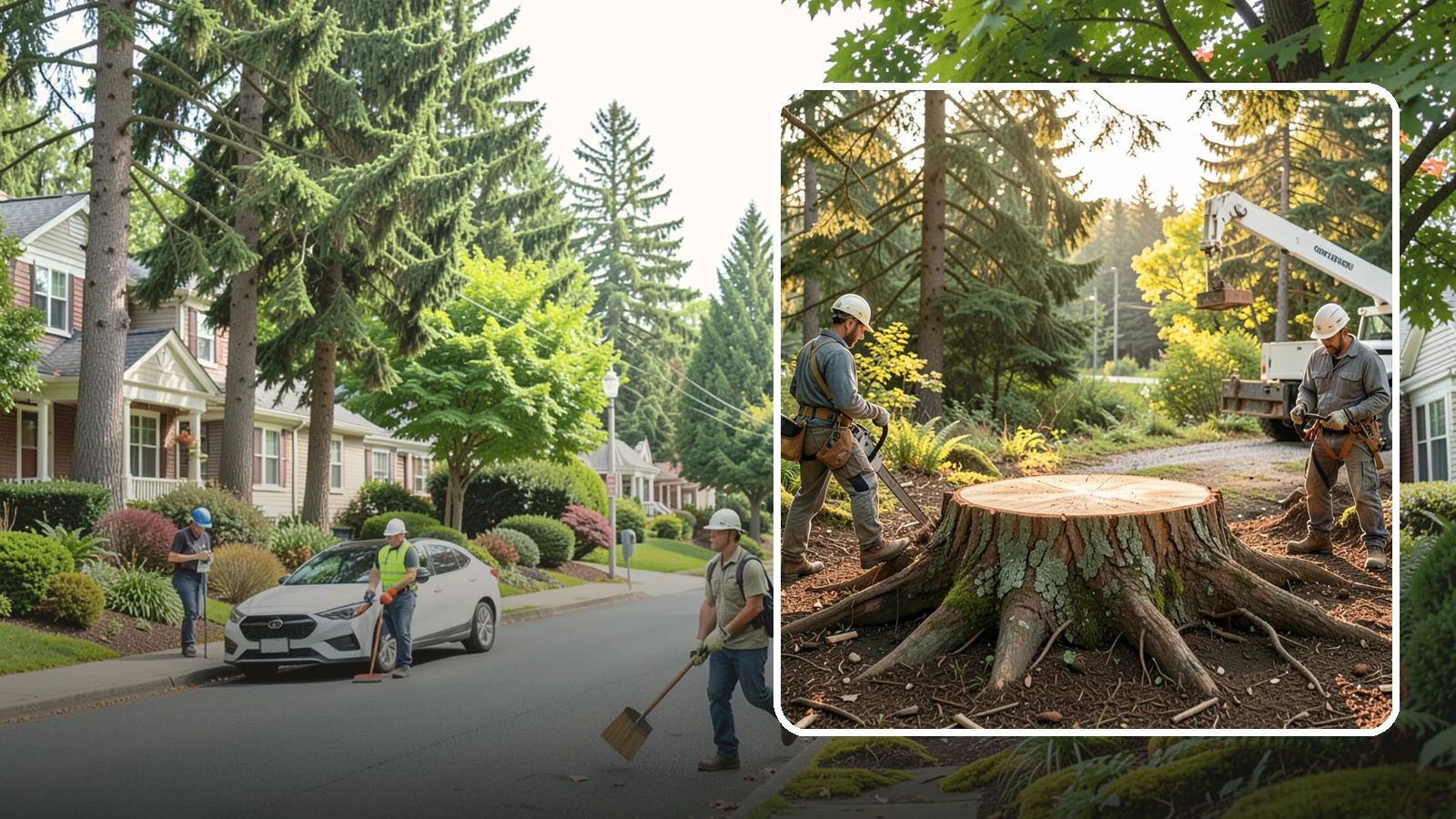 Root collar excavation in Beaux Arts Village, King County, WA - The careful exposure of the root collar to relieve burial or girdling.