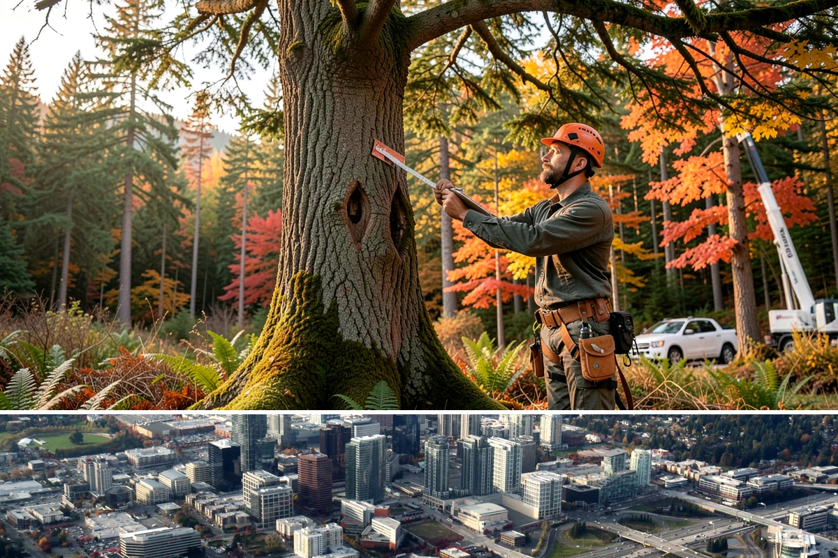 Root collar excavation in Bellevue, King County, WA - This service can be performed year-round in the Puget Sound region but may require specialized equipment during wet seasons to...