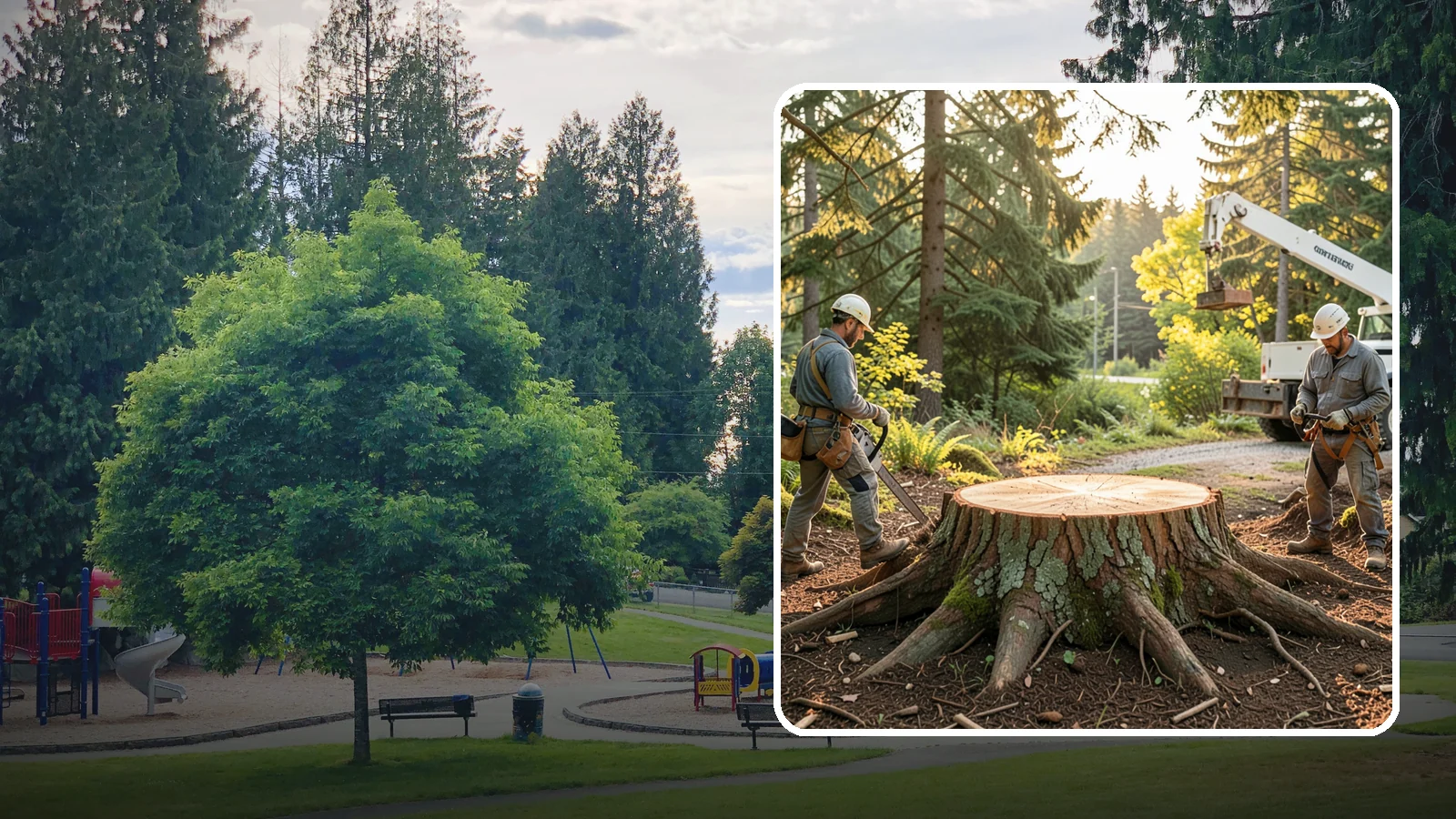 Root collar excavation in Bonney Lake, Pierce County, WA - The careful exposure of the root collar to relieve burial or girdling.