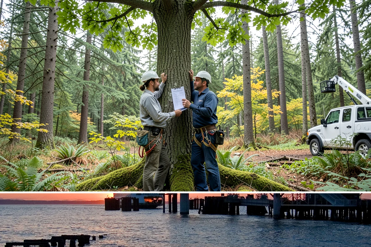 Root collar excavation in Edmonds, Snohomish County, WA - This service can be performed year-round in the Puget Sound region but may require specialized equipment during wet seasons to...