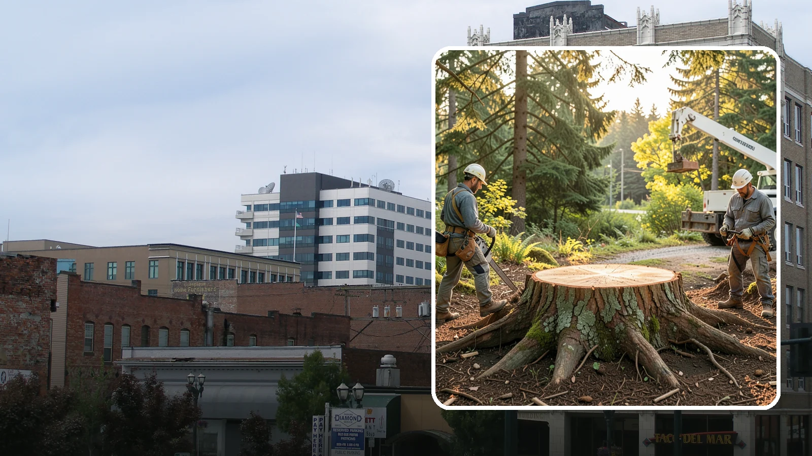 Root collar excavation in Everett, Snohomish County, WA - The careful exposure of the root collar to relieve burial or girdling.