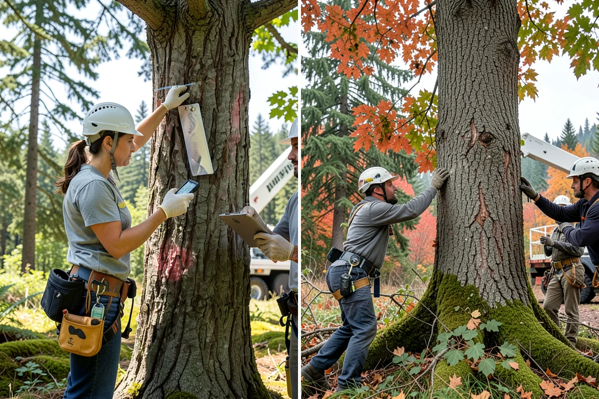 Root collar excavation in Hunts Point, King County, WA - Inspect the tree and its site