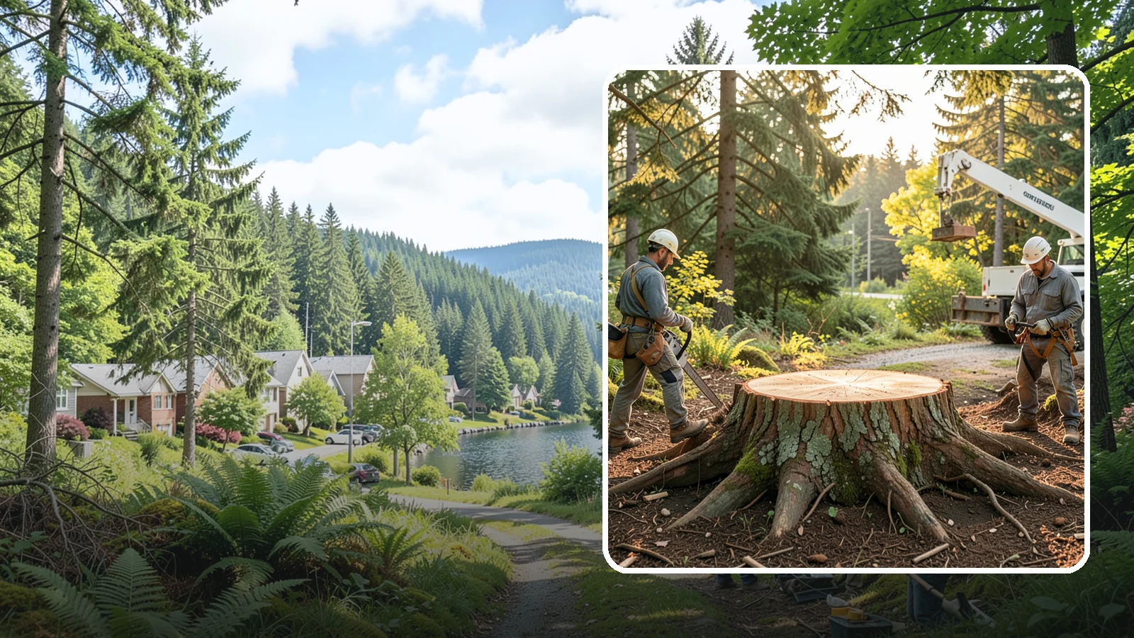 Root collar excavation in Lake Forest Park, King County, WA - The careful exposure of the root collar to relieve burial or girdling.