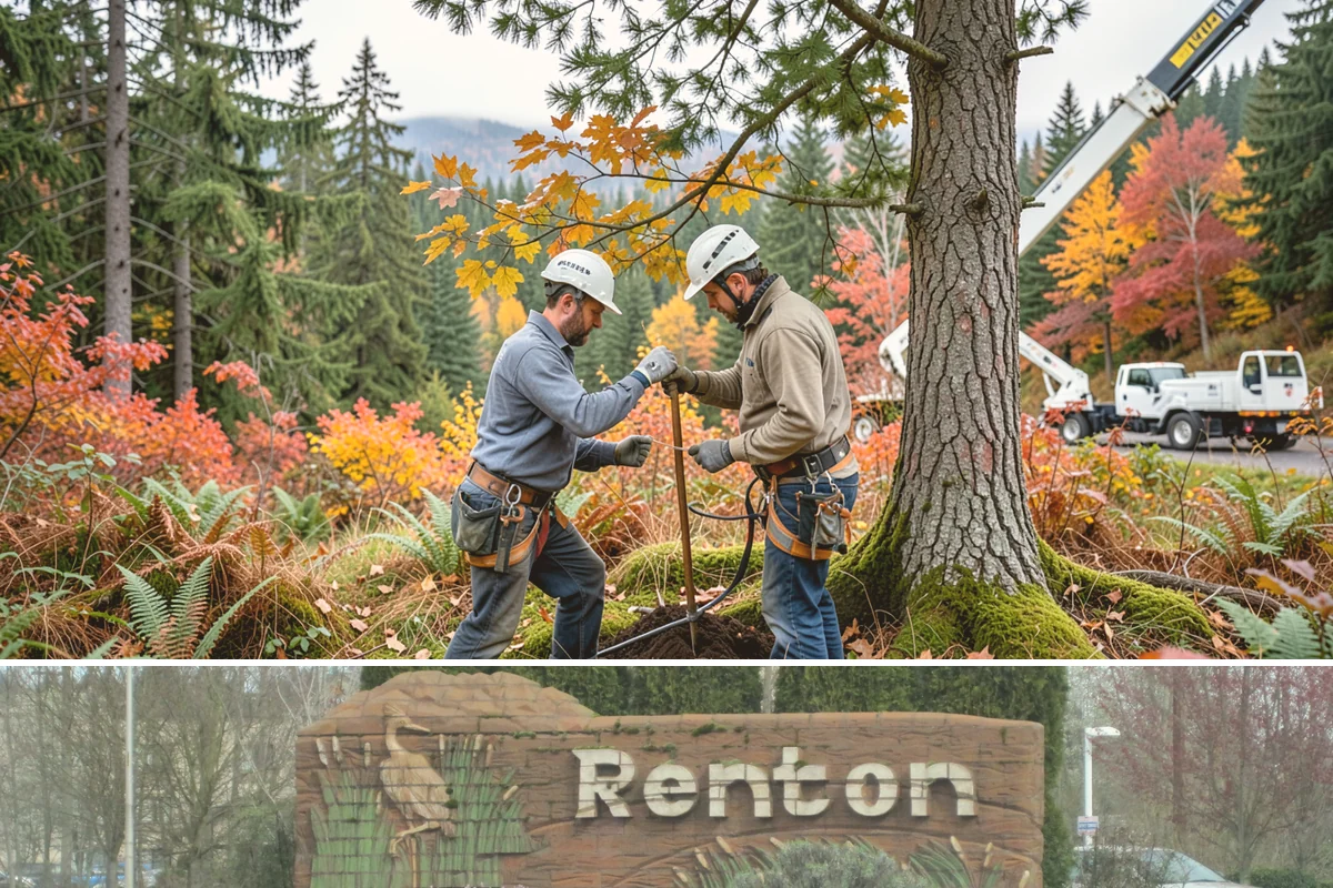 Root collar excavation in Renton, King County, WA - This service can be performed year-round in the Puget Sound region but may require specialized equipment during wet seasons to...