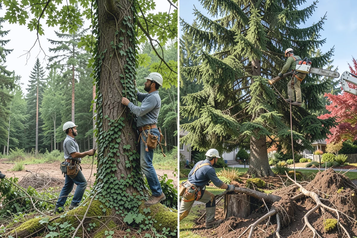 Root collar excavation in South Prairie, Pierce County, WA - Inspect the tree and its site