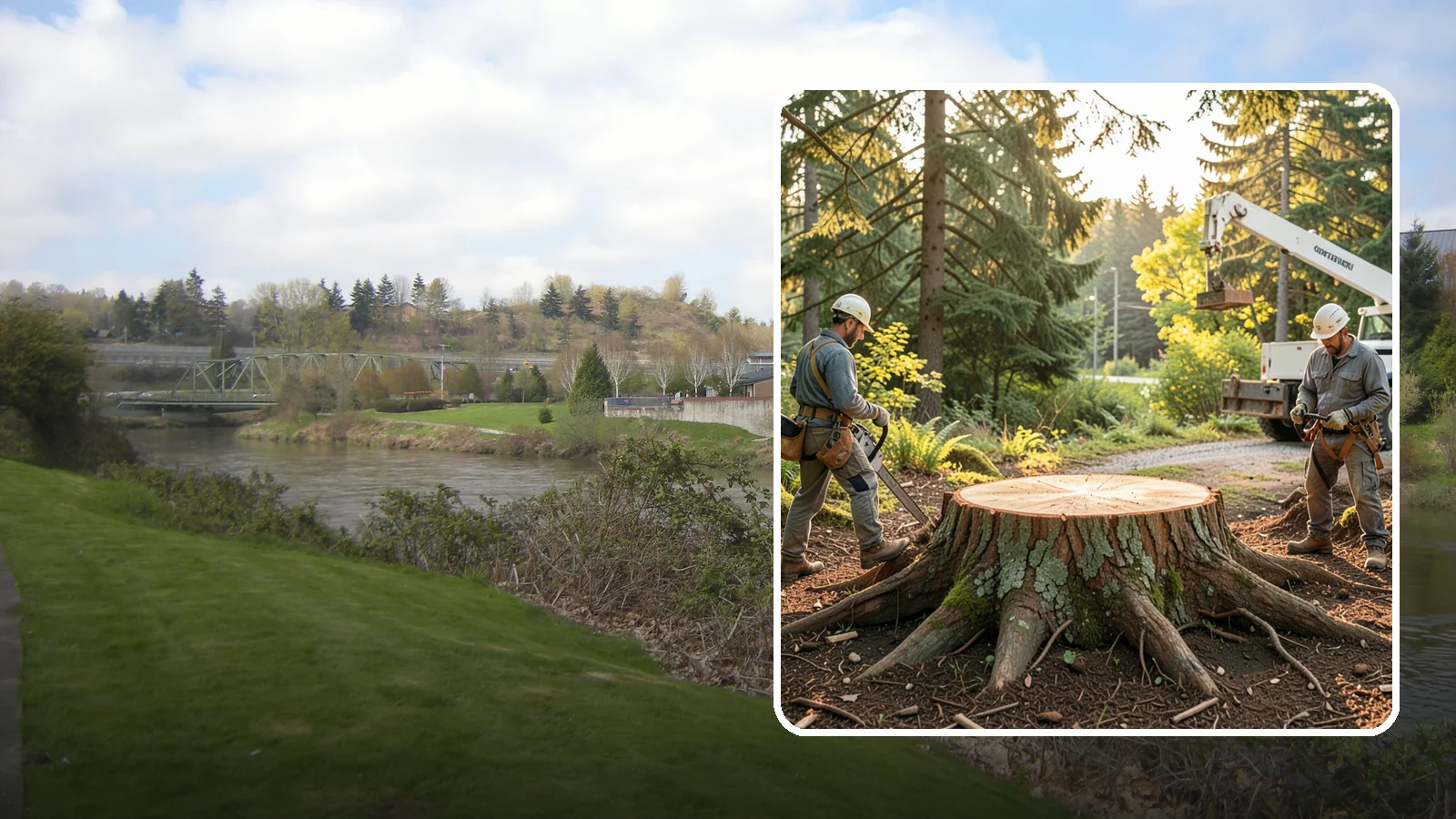 Root collar excavation in Tukwila, King County, WA - The careful exposure of the root collar to relieve burial or girdling.