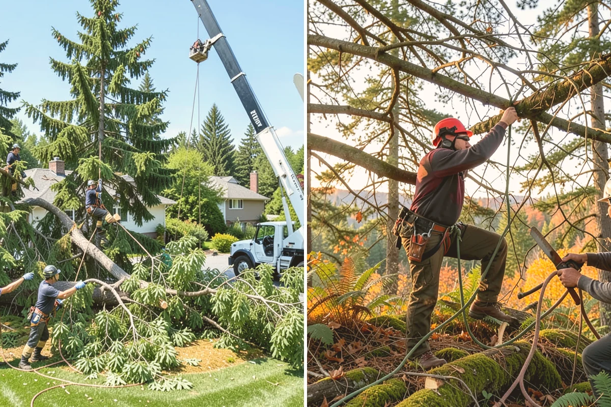 Root pruning in Algona, King County, WA - Inspect the tree and its site