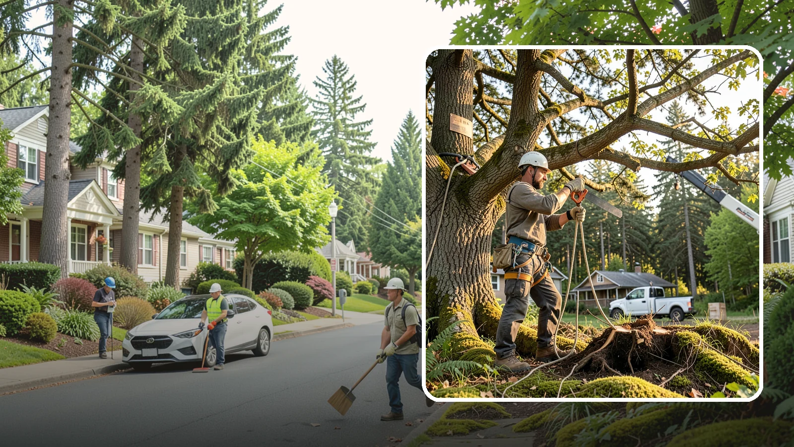Root pruning in Beaux Arts Village, King County, WA - The controlled cutting of roots to manage growth or prepare for construction.