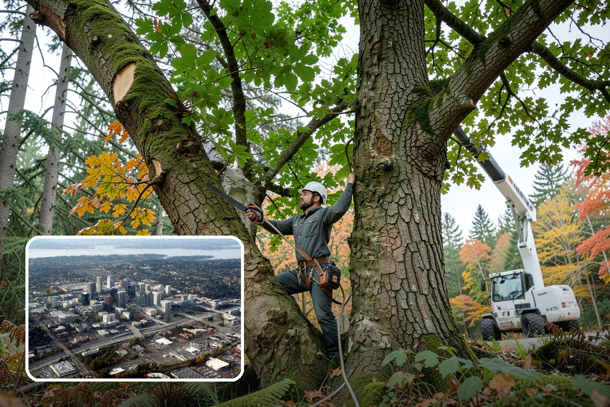 Root pruning in Bellevue, King County, WA - Supports long-term tree health and stability
