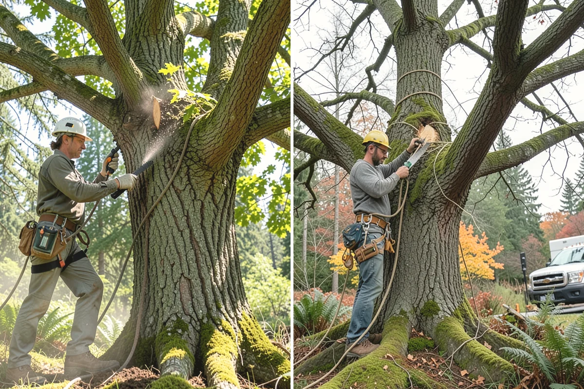 Root pruning in Black Diamond, King County, WA - Inspect the tree and its site