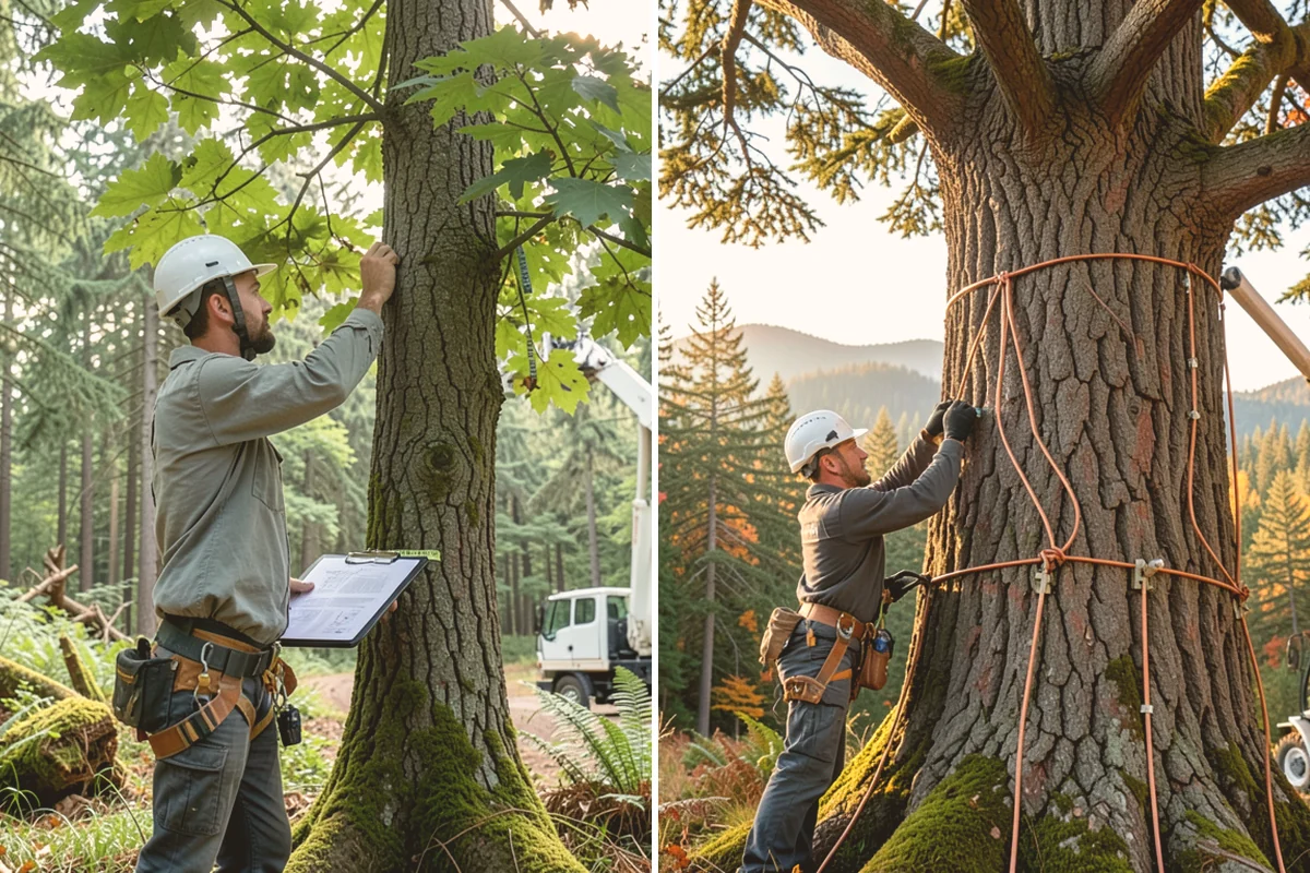 Root pruning in Eatonville, Pierce County, WA - Inspect the tree and its site