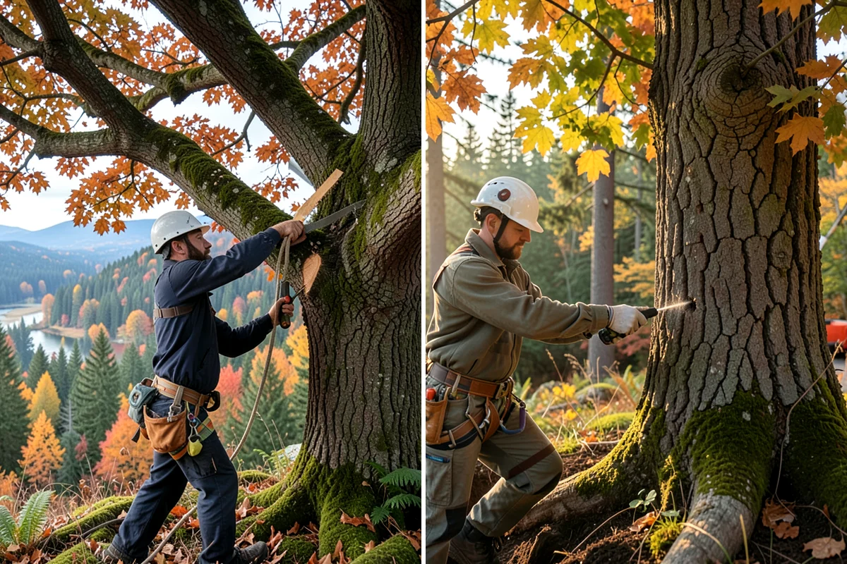 Root pruning in Enumclaw, King County, WA - Inspect the tree and its site