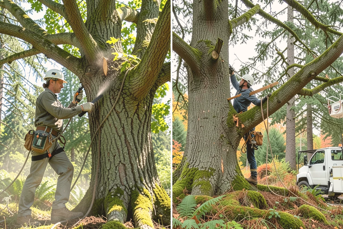 Root pruning in Index, Snohomish County, WA - Inspect the tree and its site