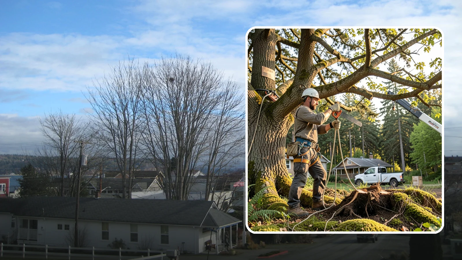 Root pruning in Langley, Island County, WA - The controlled cutting of roots to manage growth or prepare for construction.