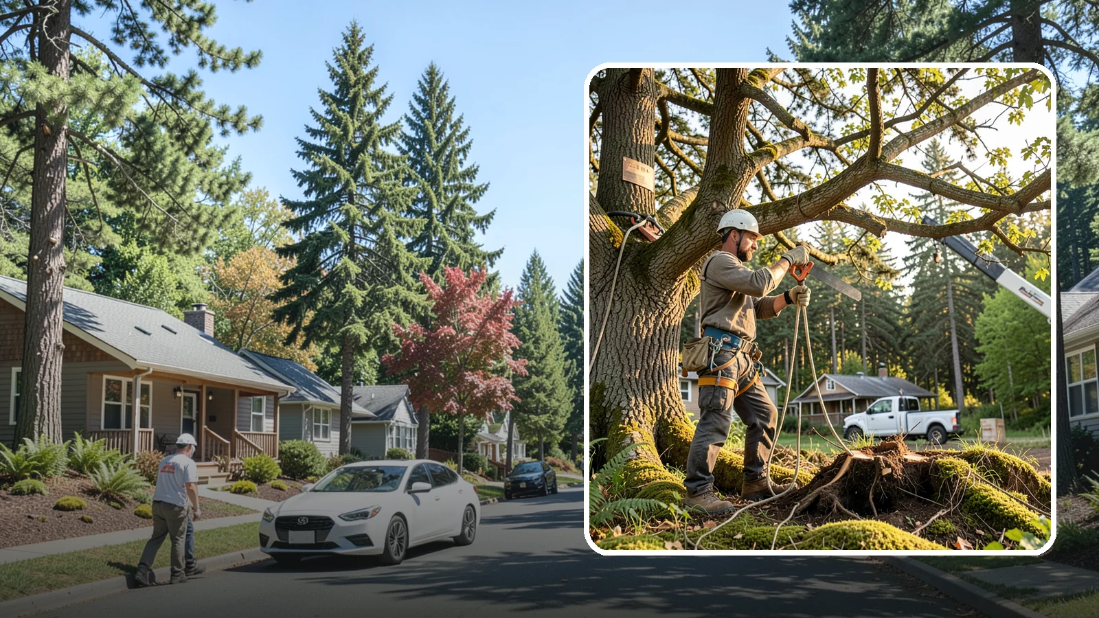 Root pruning in Orting, Pierce County, WA - The controlled cutting of roots to manage growth or prepare for construction.