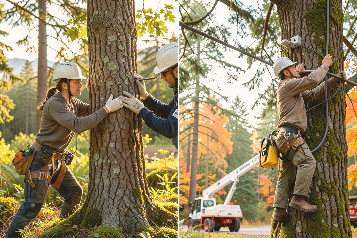 Root pruning in Orting, Pierce County, WA - Inspect the tree and its site