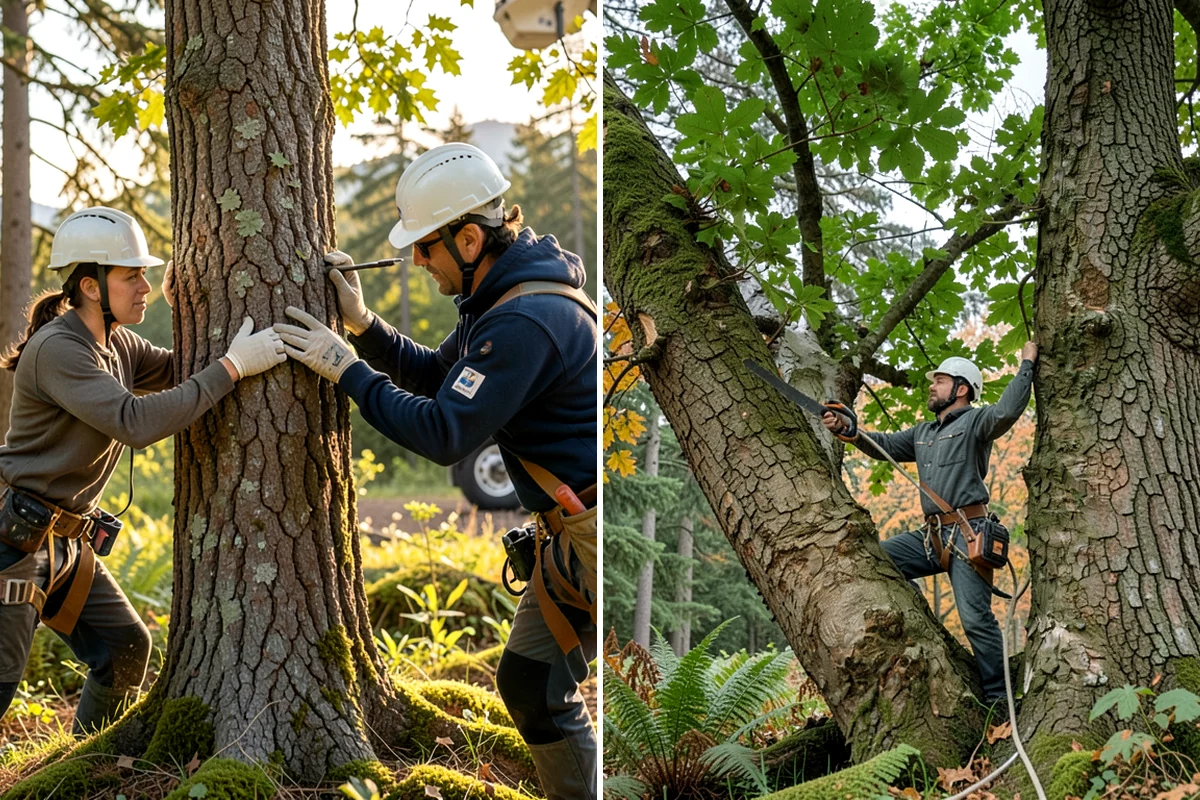 Root pruning in SeaTac, King County, WA - Inspect the tree and its site