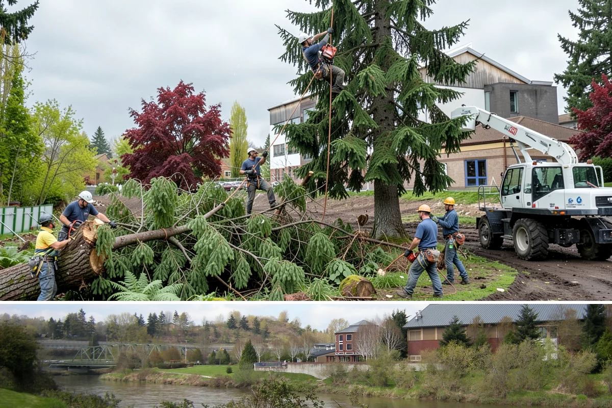 Root removal in Tukwila, King County, WA - Work can generally proceed year-round in the Puget Sound climate but may be delayed during heavy rainfall that creates muddy...