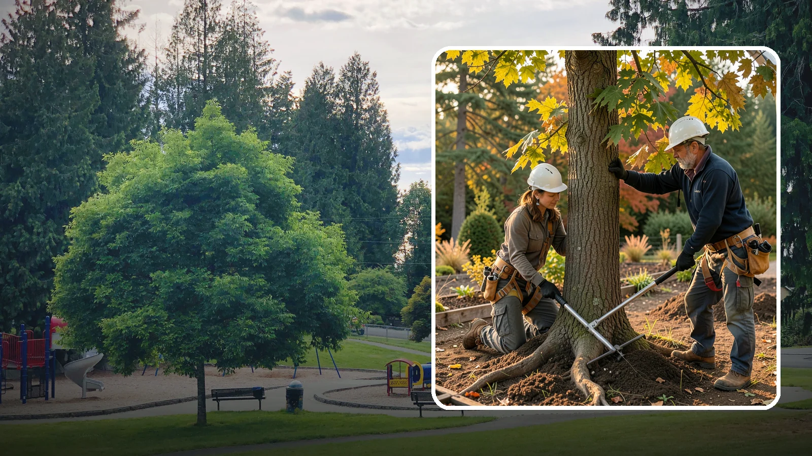 Root zone aeration in Bonney Lake, Pierce County, WA - The loosening and aerating of compacted soil in the root zone.