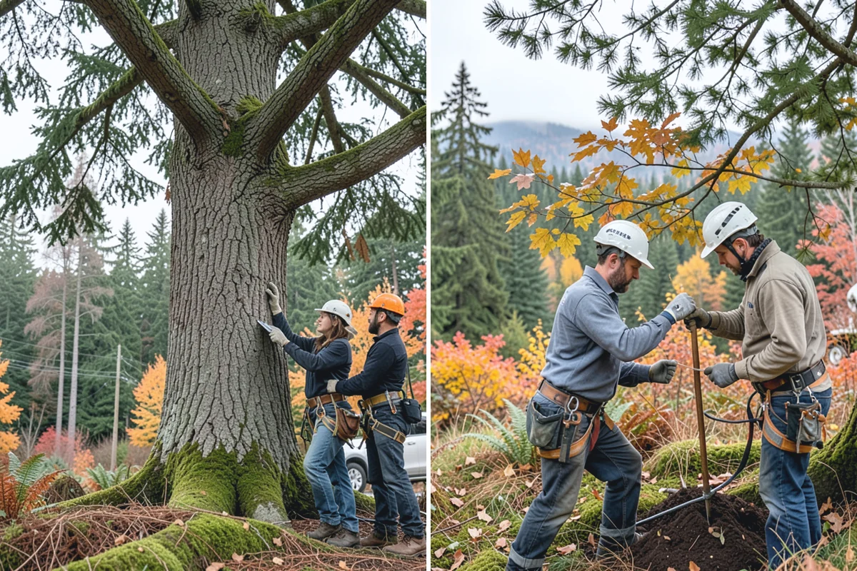 Root zone aeration in Bonney Lake, Pierce County, WA - Inspect the tree and its site