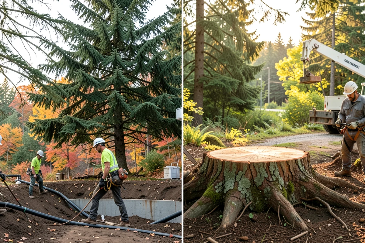 Root zone aeration in DuPont, Pierce County, WA - Inspect the tree and its site