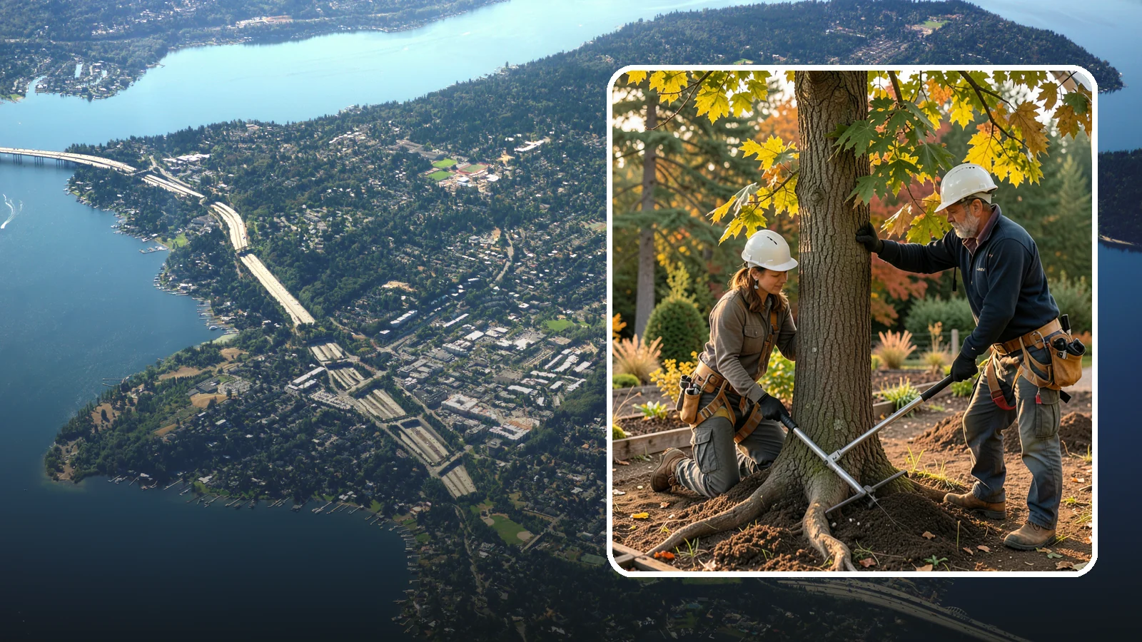 Root zone aeration in Mercer Island, King County, WA - The loosening and aerating of compacted soil in the root zone.