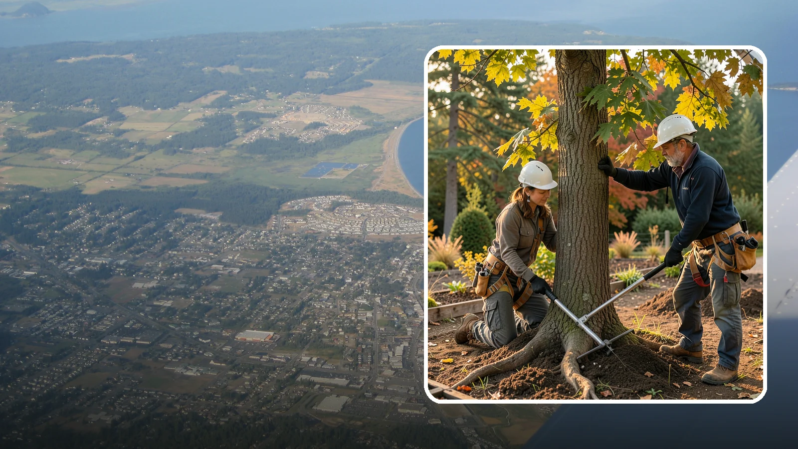 Root zone aeration in Oak Harbor, Island County, WA - The loosening and aerating of compacted soil in the root zone.