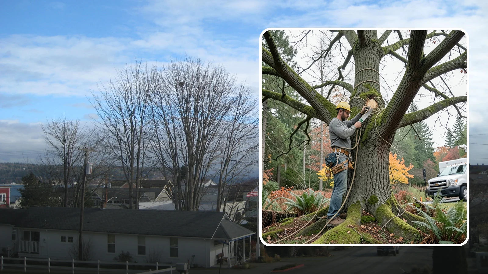 Seasonal pruning in Langley, Island County, WA - Pruning timed to a tree's seasonal cycle.