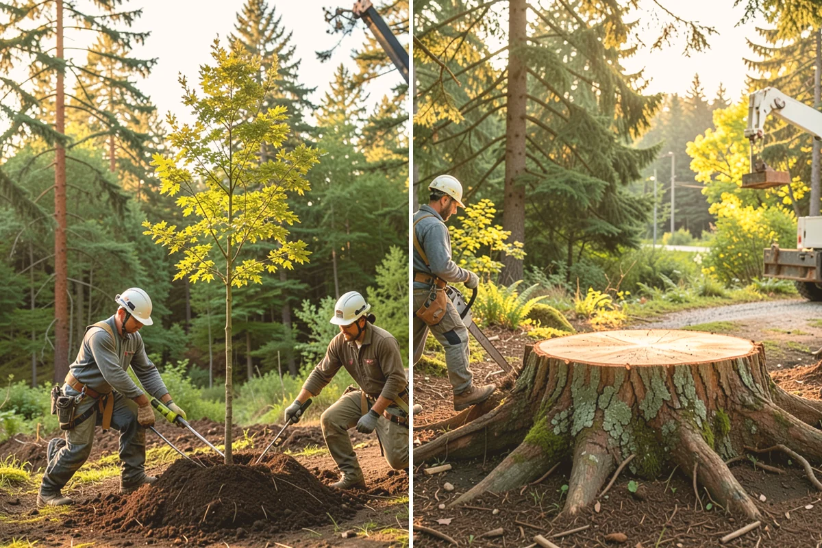 Sidewalk clearance pruning in Algona, King County, WA - Assess canopy condition and pruning objectives