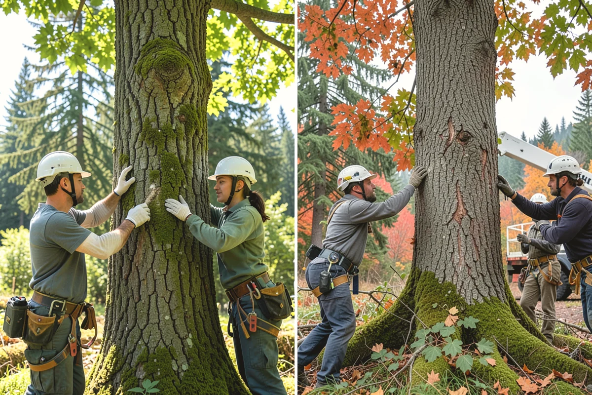 Sidewalk clearance pruning in Anacortes, Skagit County, WA - Assess canopy condition and pruning objectives