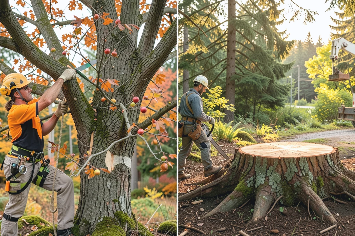 Sidewalk clearance pruning in Auburn, King County, WA - Assess canopy condition and pruning objectives