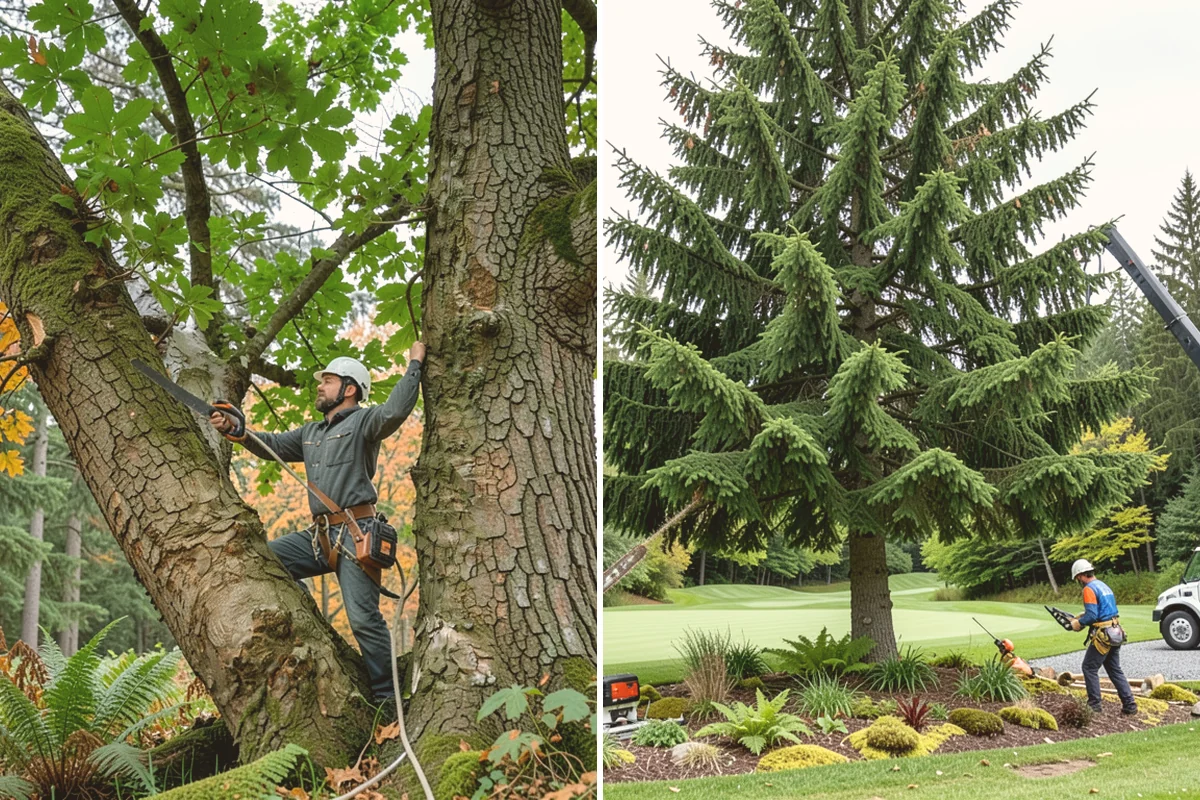 Sidewalk clearance pruning in Bellevue, King County, WA - Assess canopy condition and pruning objectives