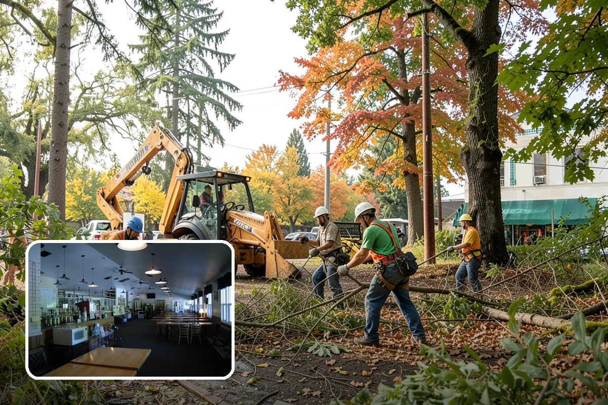 Sidewalk clearance pruning in Black Diamond, King County, WA - Improves tree structure, health, and appearance