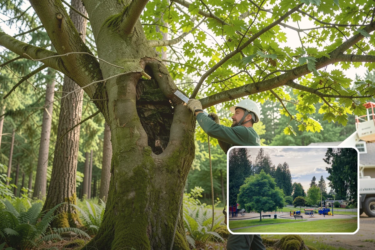 Sidewalk clearance pruning in Bonney Lake, Pierce County, WA - Improves tree structure, health, and appearance