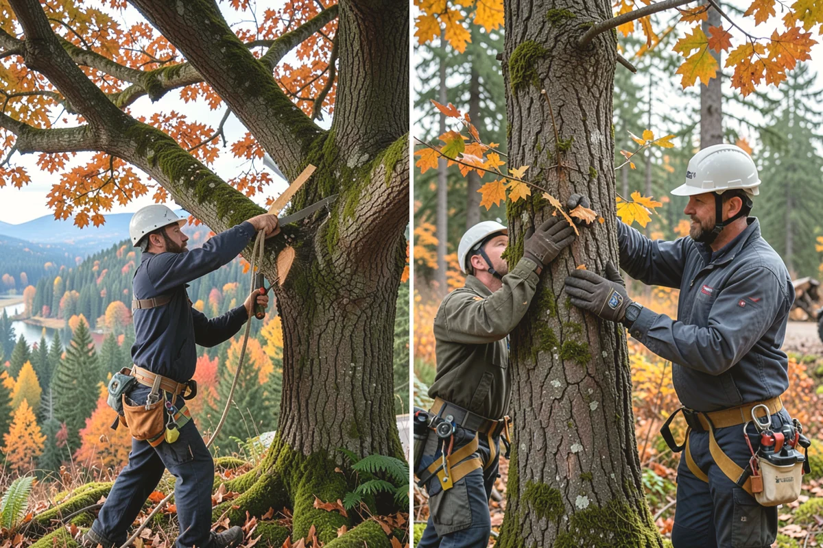 Sidewalk clearance pruning in Carbonado, Pierce County, WA - Assess canopy condition and pruning objectives