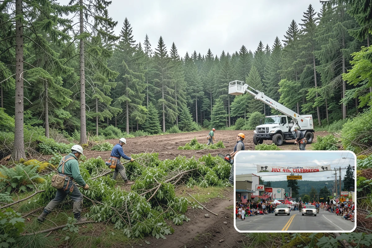 Sidewalk clearance pruning in Carnation, King County, WA - Improves tree structure, health, and appearance